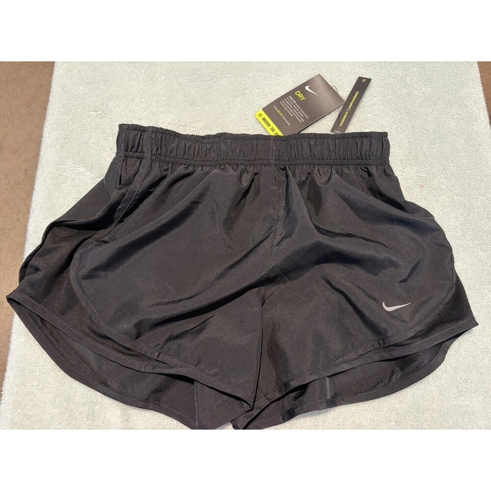 Nike Womens Small Dri-FIT Black Running Shorts Athletic Drawstring NWT Swoosh